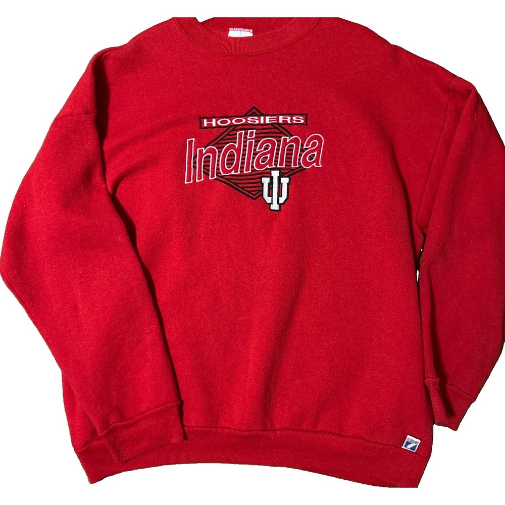 Vintage 90s Indiana Hoosiers Sweatshirt Logo 7 XL Embroidered Crewneck IU Red
